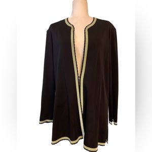 Misook evening jacket black line green plus size 1X